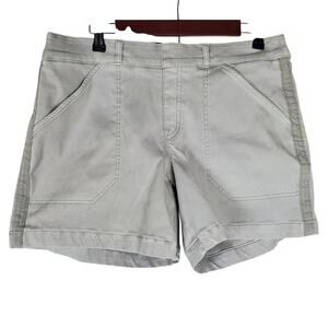 Spanx Stretch Twill Shorts Pull On 6" Womens XL Light Gray Side Stripe Casual